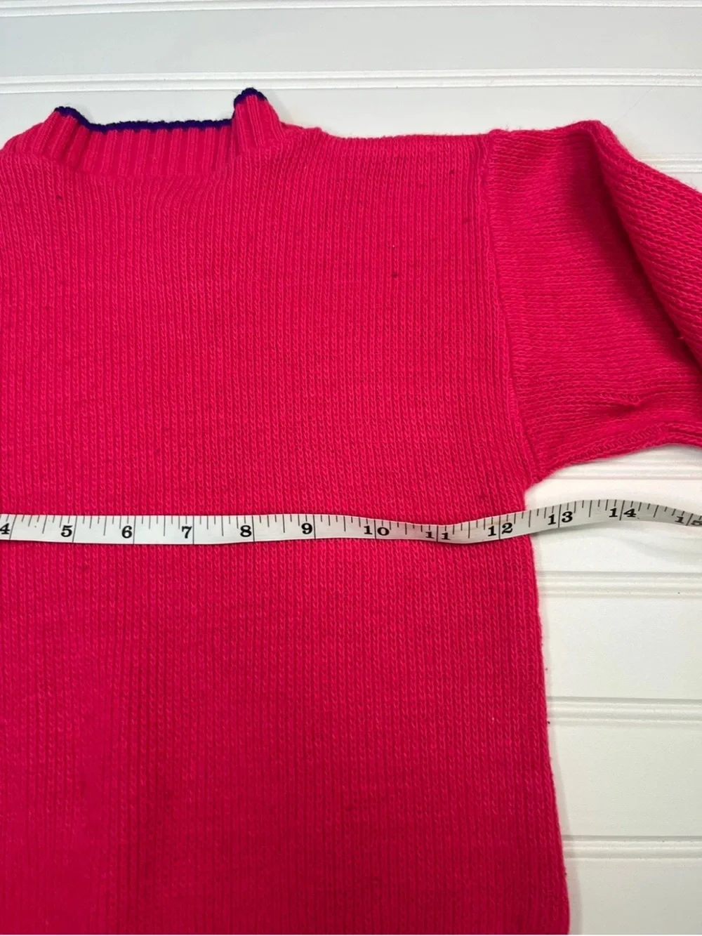 Vintage 90s Disney Beauty and the Beast Pink & Navy Graphic Knit Sweater RARE